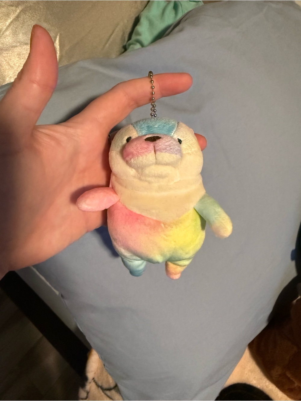 Rainbow Pastel Plush otter Keychain Shinada global